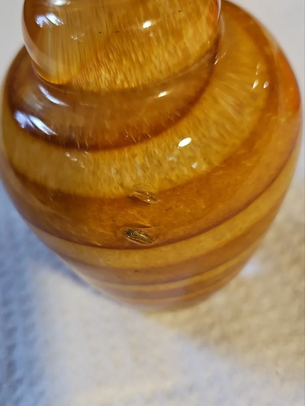 Amber Swirled Glass Mini Vase